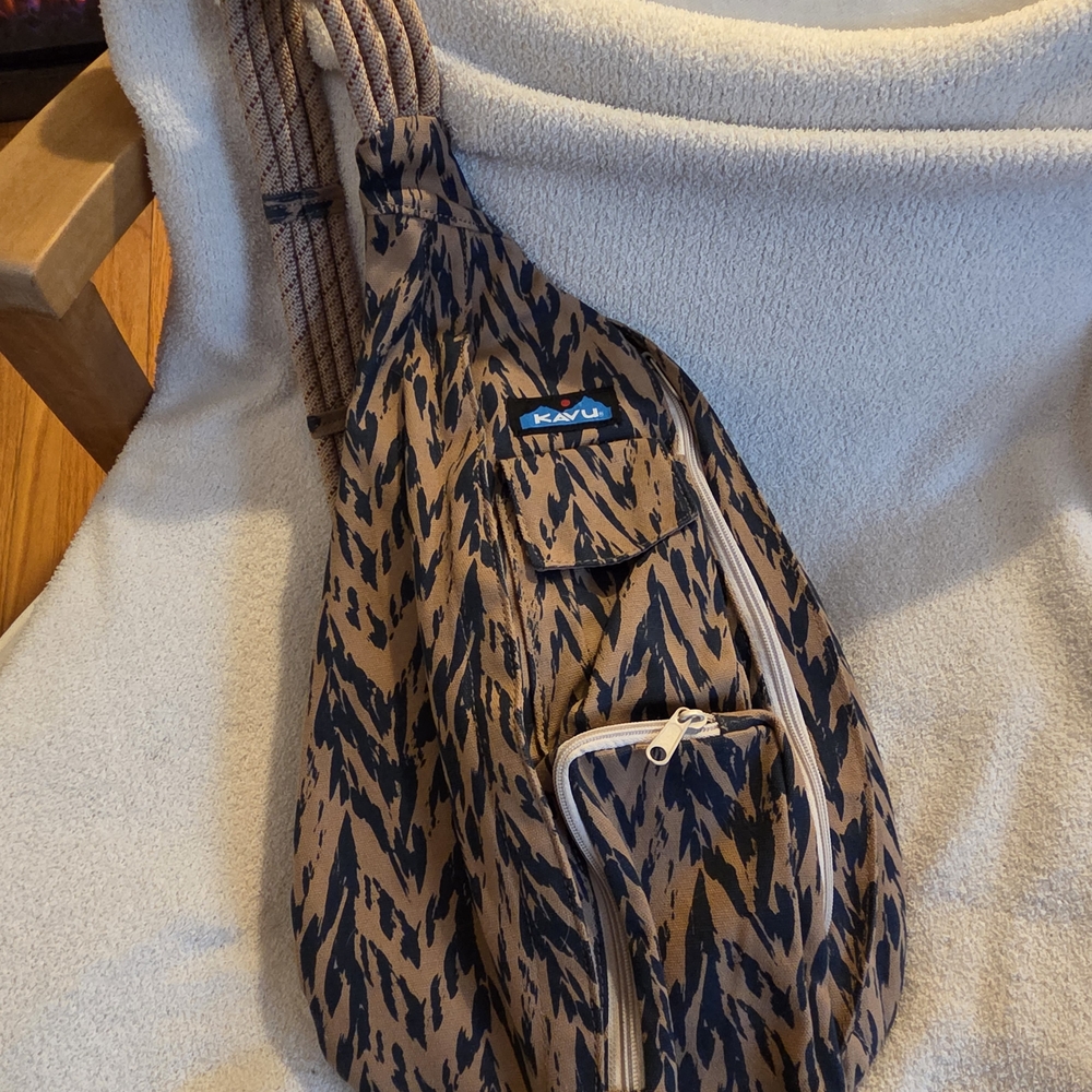 Kavu Tan and Black Patterned Backpack